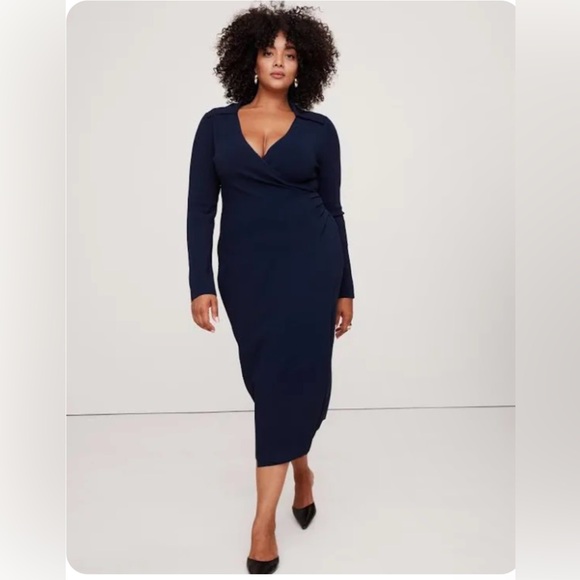 Banana Republic POLO WRAP SWEATER DRESS color Burgundy Long Sleeve size Medium - Picture 4 of 9